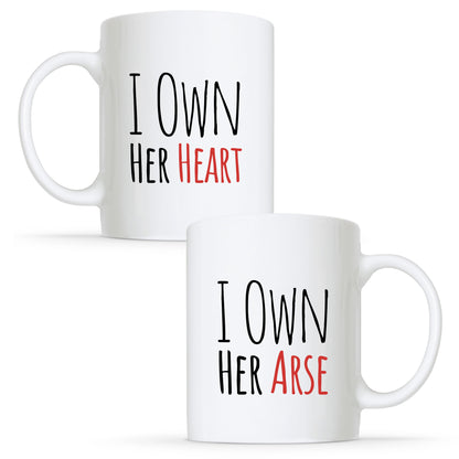 I Own Her Heart & I Own Her Arse - Gay Lesbian Couple Mug Set | Gift
