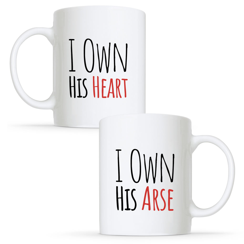 I Own His Heart & I Own His Arse - Gay Couple Mug Set | Gift