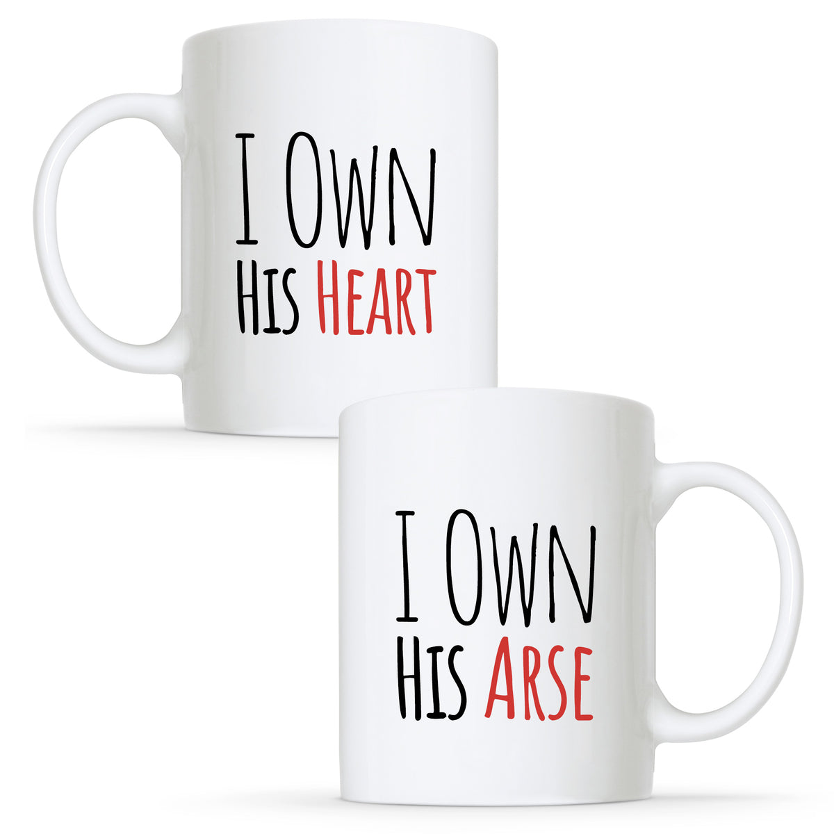 I Own His Heart &amp; I Own His Arse - Gay Couple Mug Set | Gift