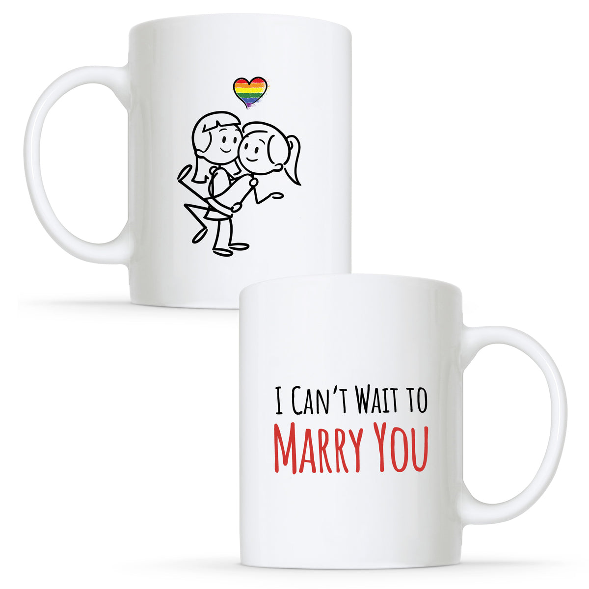 I Cant Wait to Marry you - Lesbian Gay Couple Engagement Mug Set | Gift