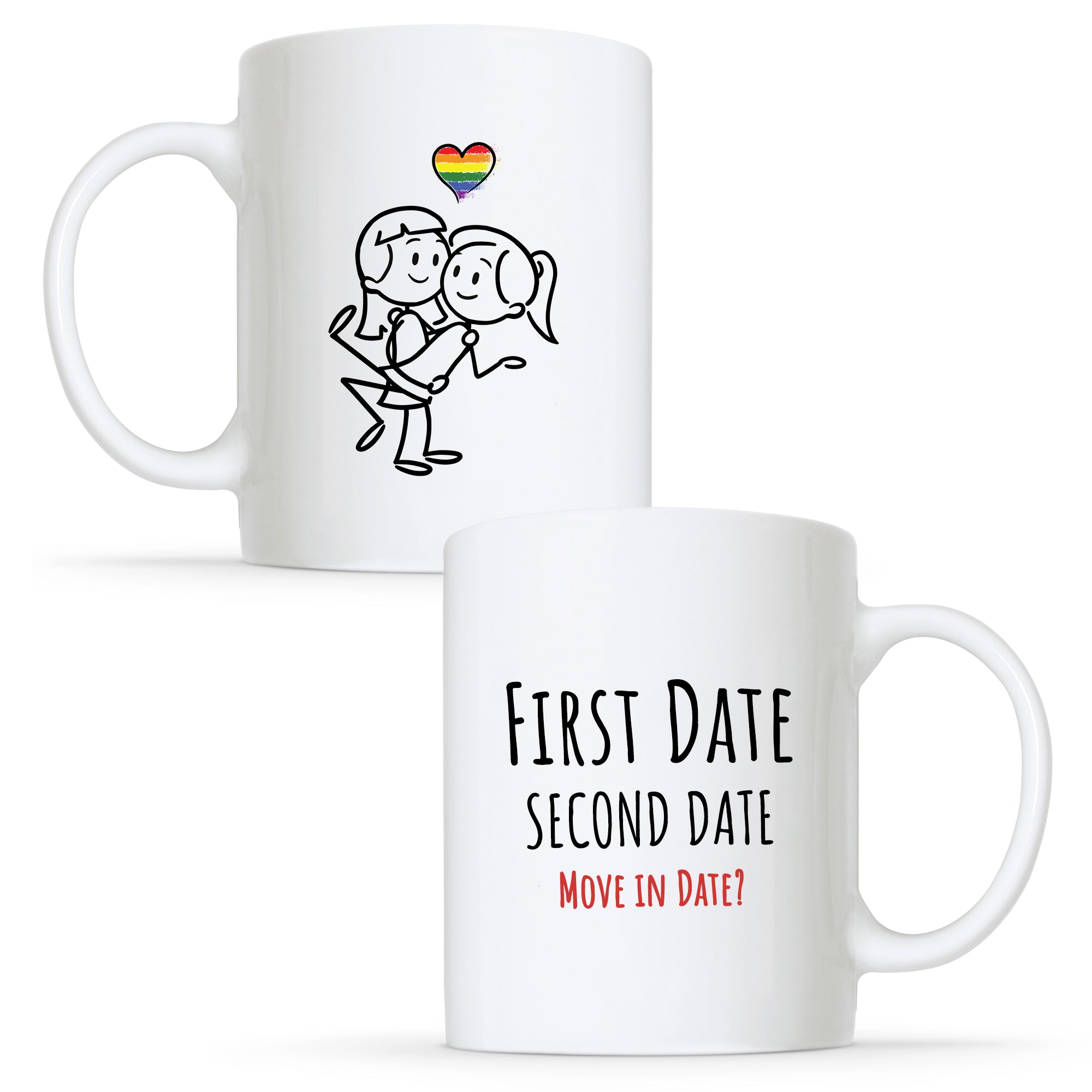 First Date - Lesbian Gay Couple Mug Set | Gift