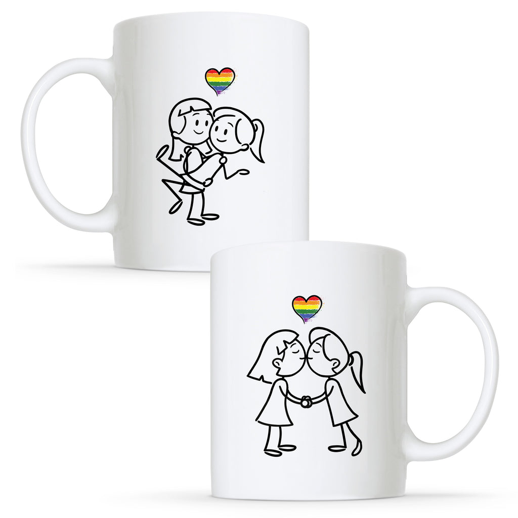 Illustrations - Lesbian Gay Couple Mug Set | Gift
