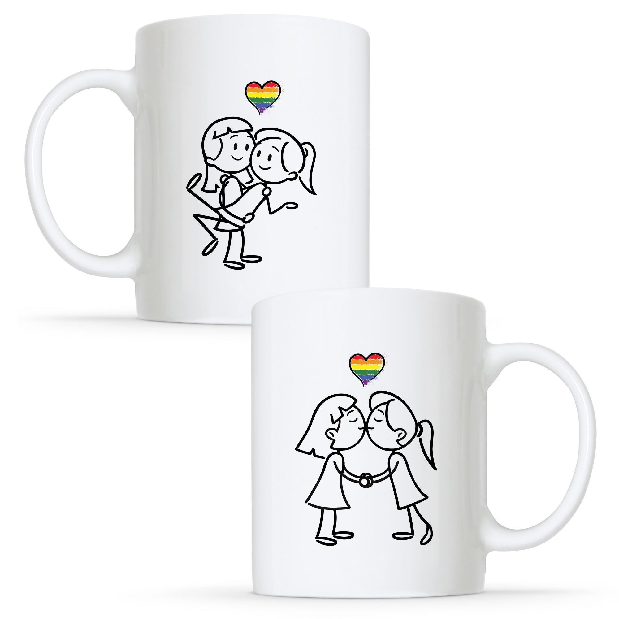 Illustrations - Lesbian Gay Couple Mug Set | Gift