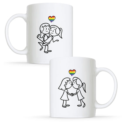 Illustrations - Lesbian Gay Couple Mug Set | Gift