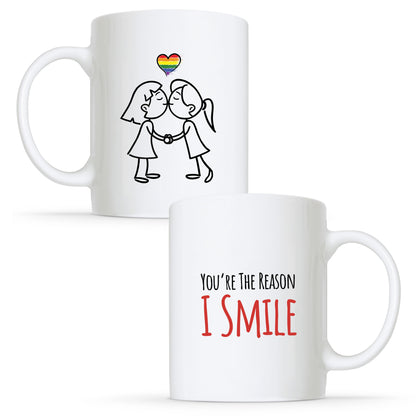 You're the Reason I Smile - Lesbian Gay Couple Mug Set | Gift