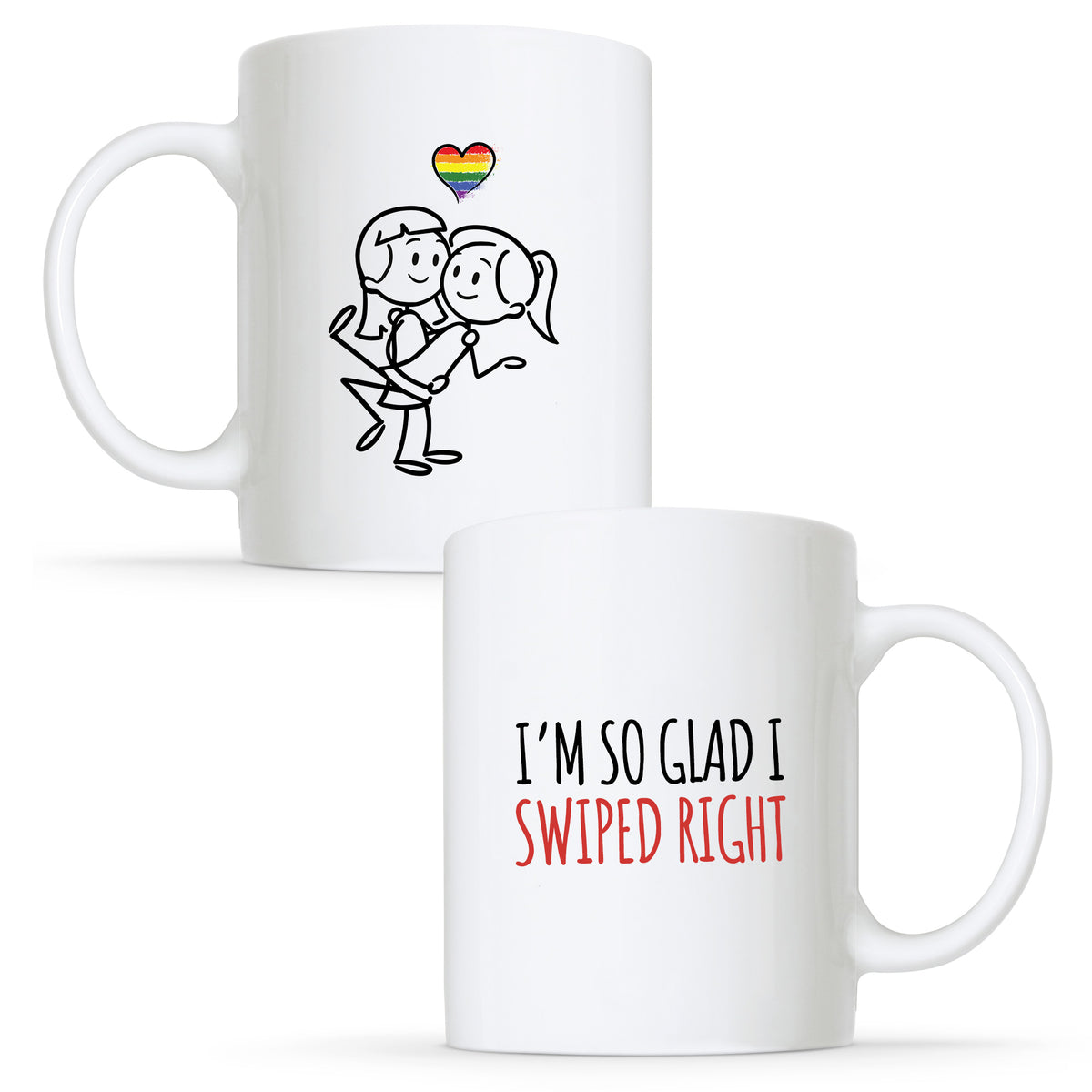 I&#39;m So Glad I Swiped Right - Lesbian Gay Couple Mug Set | Gift
