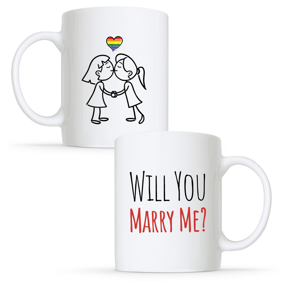 Will you Marry me - Lesbian Gay Couple Engagement Mug Set | Gift