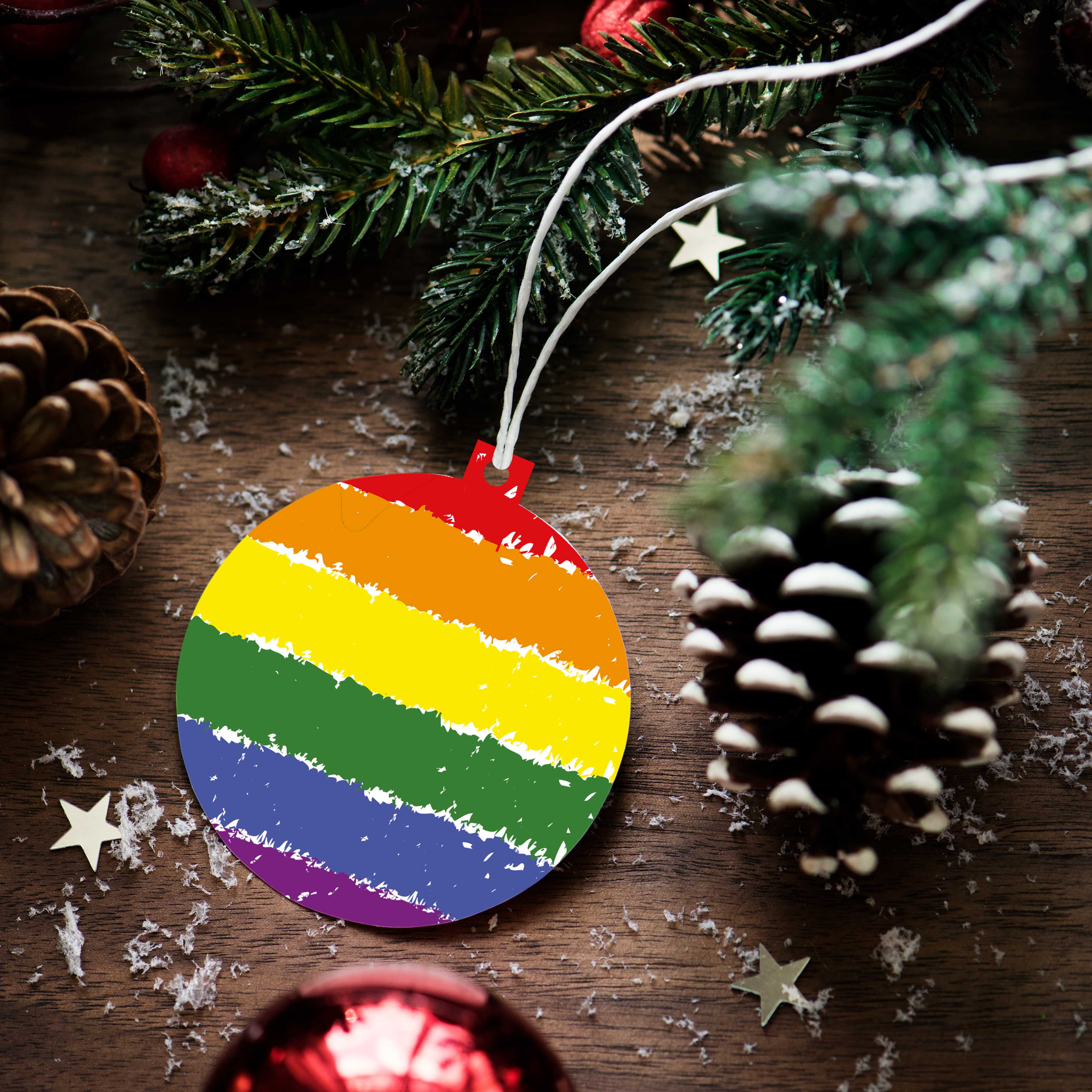 LGBTQ+ (Rainbow) Pride Flag Xmas Bauble Decoration | Gift