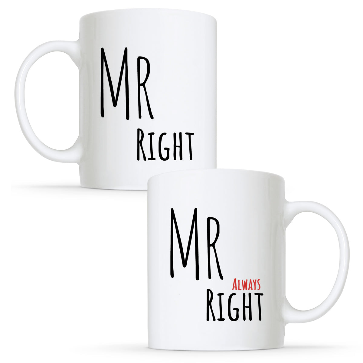 Mr Right &amp; Mr Always Right - Gay Couple Mug Set | Gift