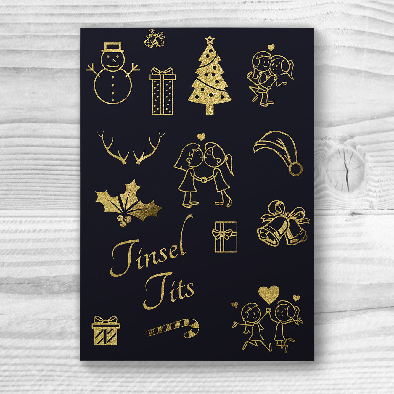 Tinsel Tits - Lesbian Gay Xmas Card | Gift