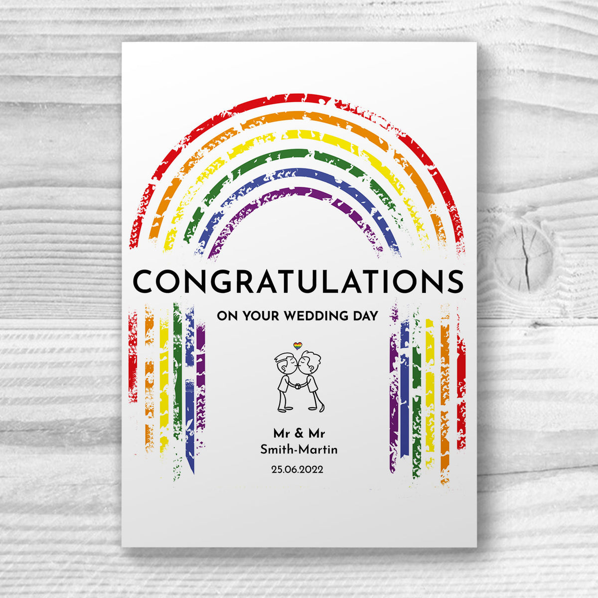 Congrats on your wedding - Mr &amp; Mr - Personalised Gay Couple Wedding Card | Gift