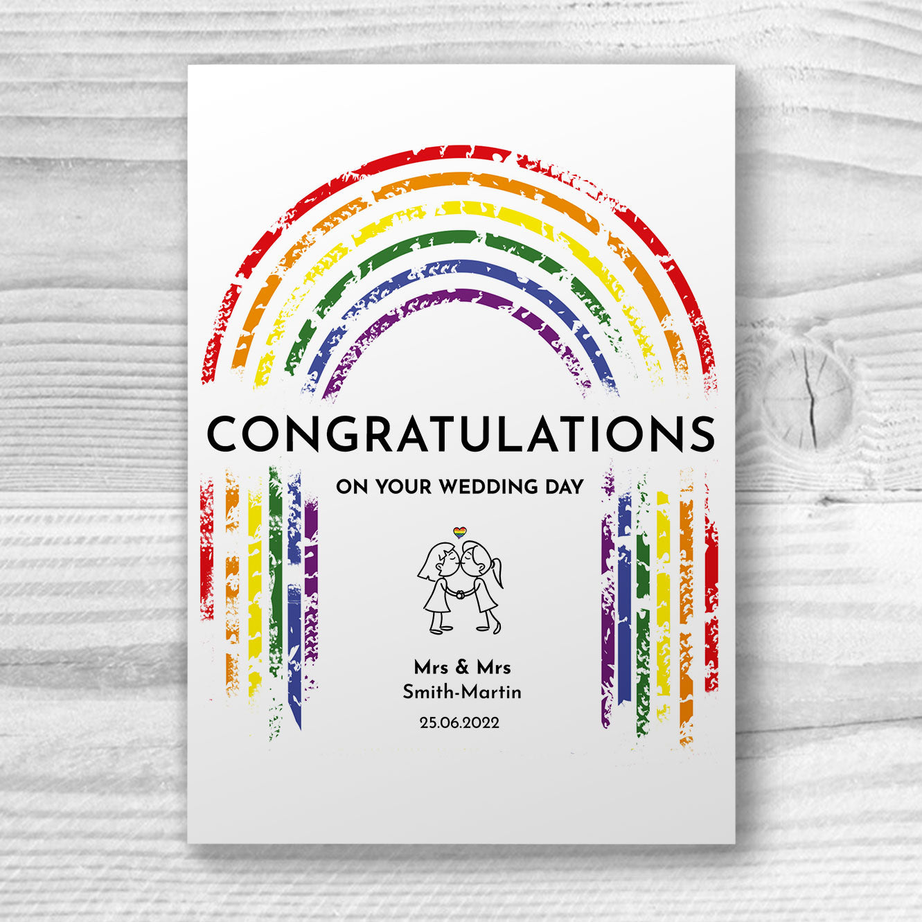 Congrats on your wedding - Mrs & Mrs - Personalised Lesbian Gay Couple Wedding Card | Gift