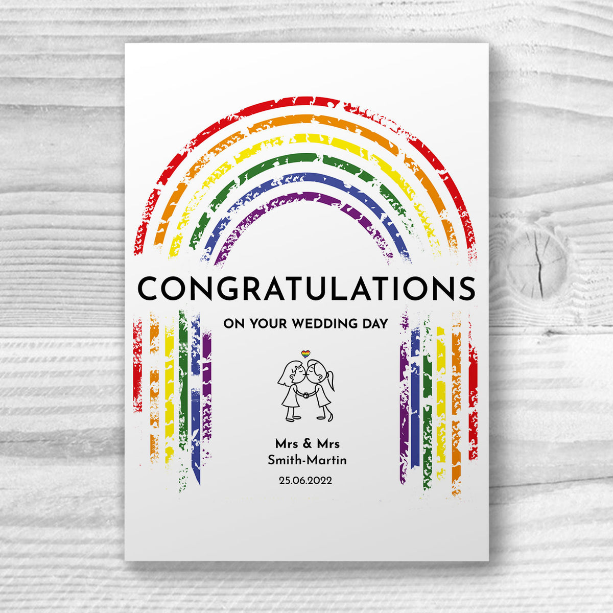 Congrats on your wedding - Mrs &amp; Mrs - Personalised Lesbian Gay Couple Wedding Card | Gift
