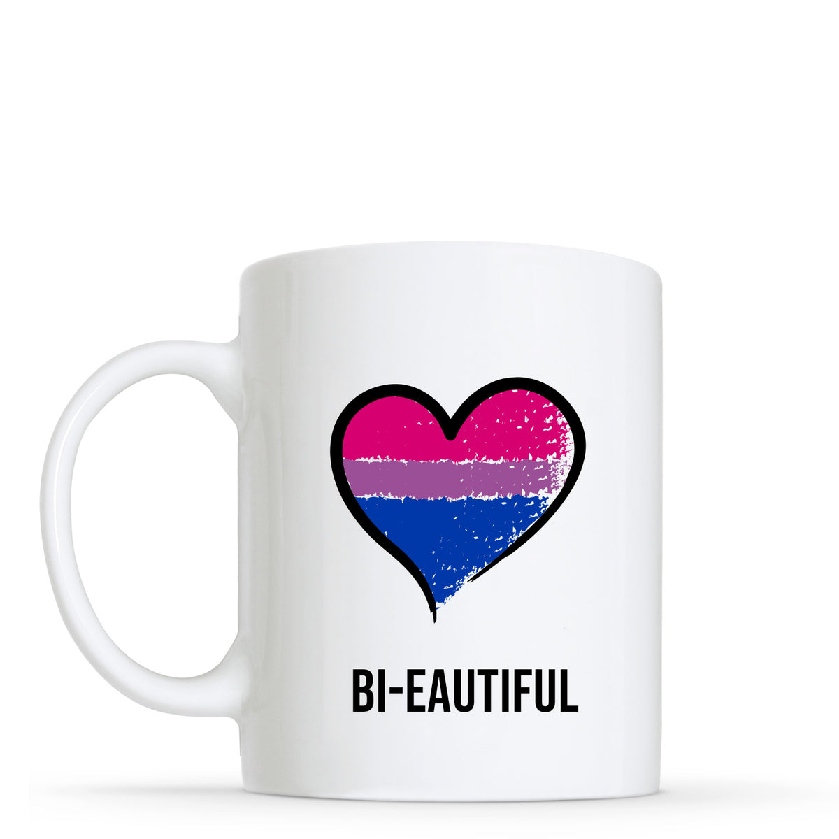 Bi-eautiful - Bisexual Flag Heart Shape Mug | Gift