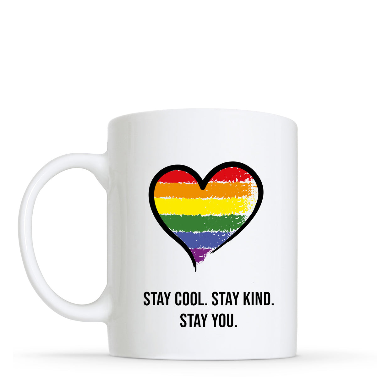 Stay You - LGBTQ+ (Rainbow) Flag Heart Shape Mug | Gift