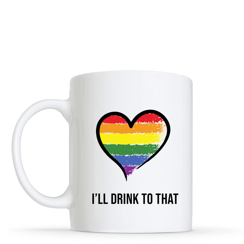 LGBTQ+ (Rainbow) Flag Heart Shape Mug | Gift