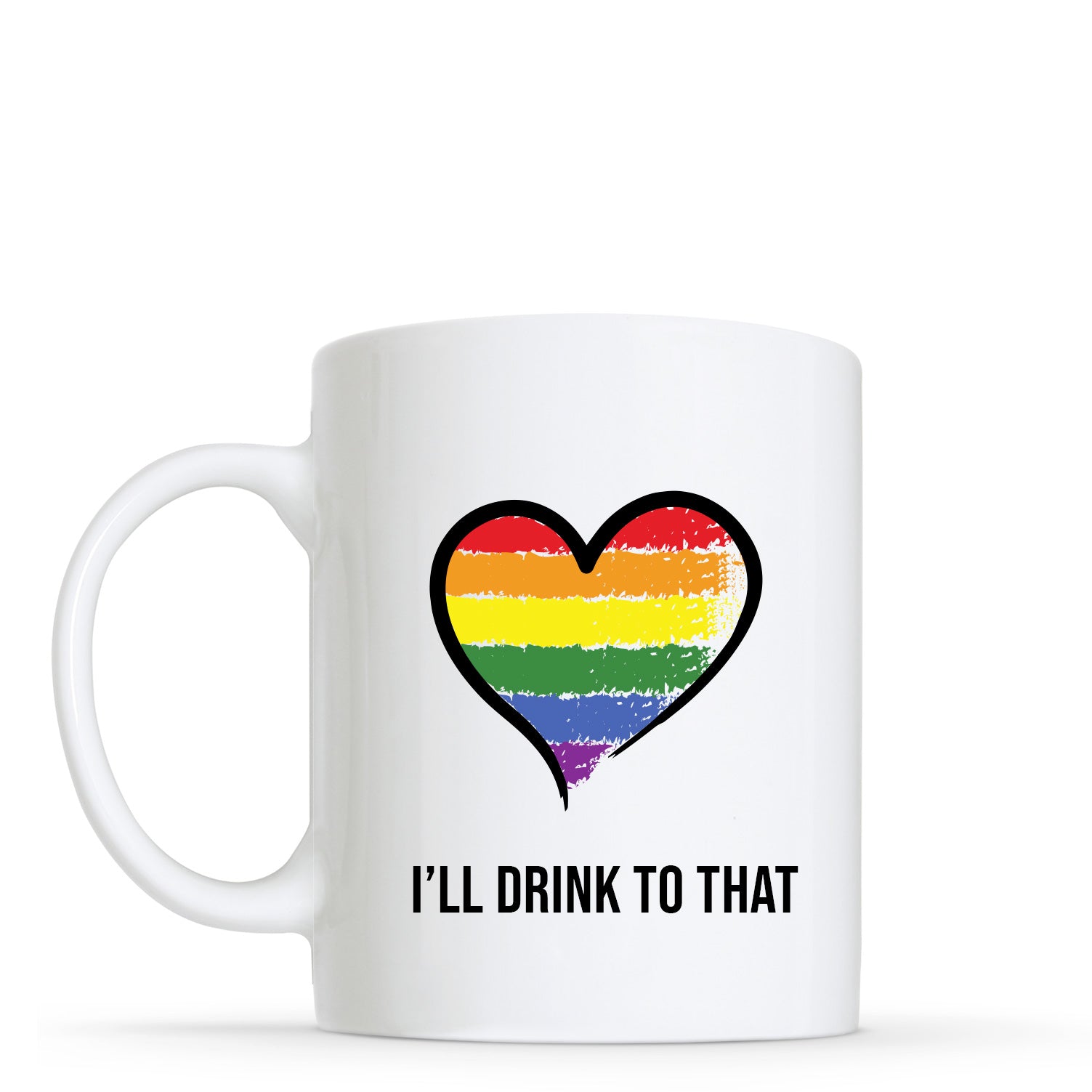 LGBTQ+ (Rainbow) Flag Heart Shape Mug | Gift