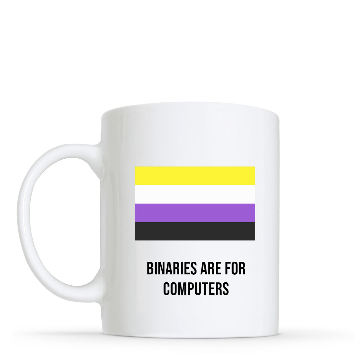 Binaries are For Computers - Non-Binary Flag Shape Mug | Gift