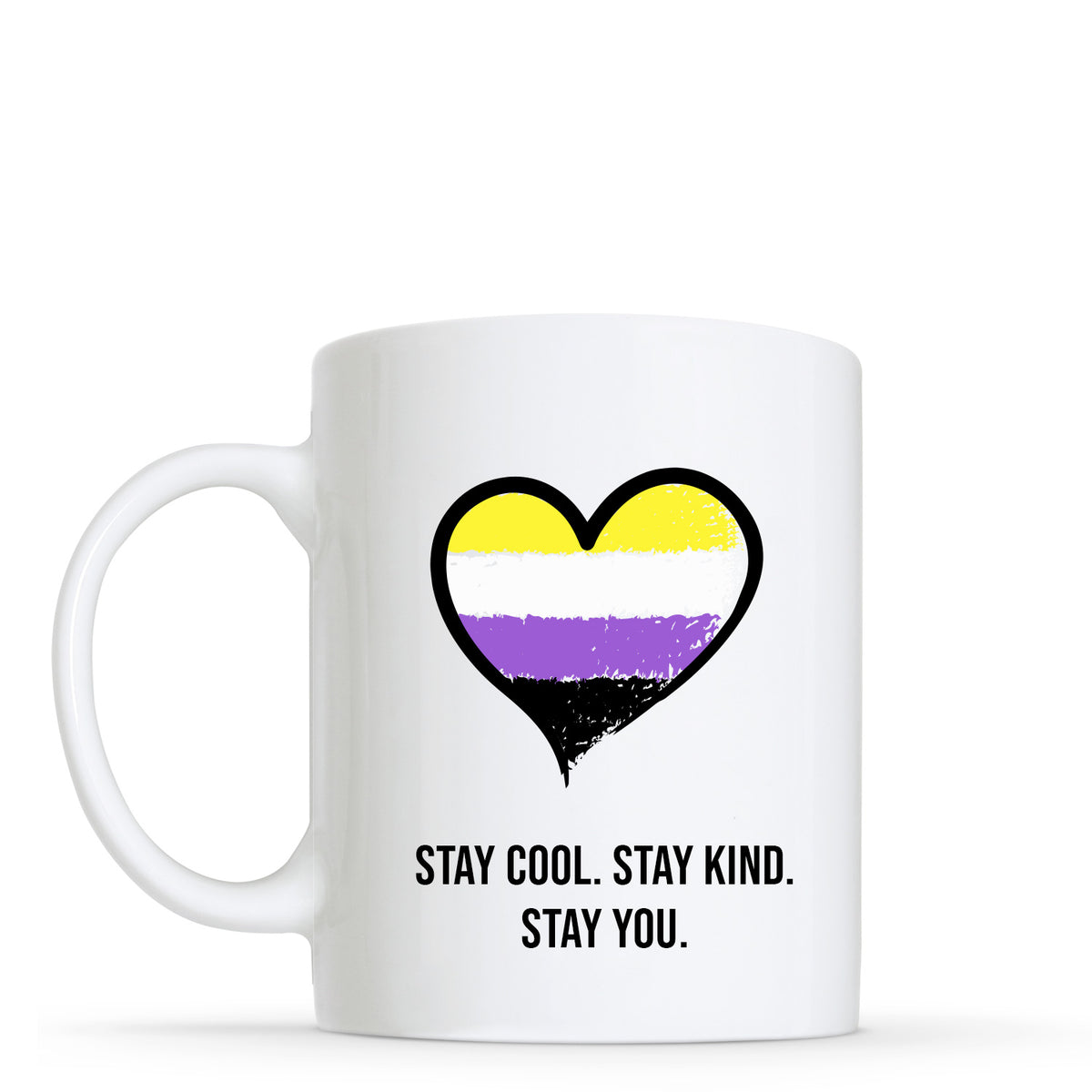 Stay You - Non-Binary Flag Heart Shape Mug | Gift