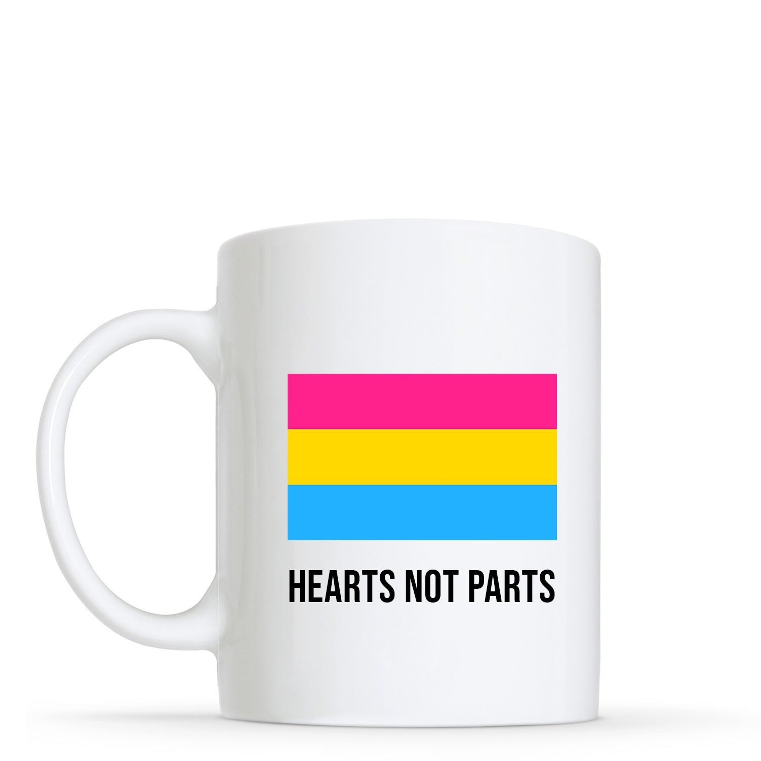 Hearts Not Parts - Pansexual Flag Shape Mug | Gift