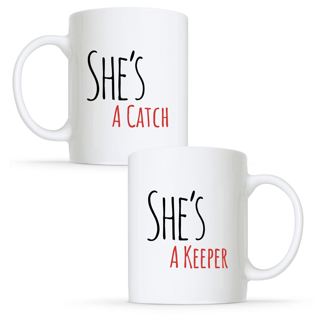 She&#39;s a Catch &amp; She&#39;s a Keeper - Gay Lesbian Couple Mug Set | Gift