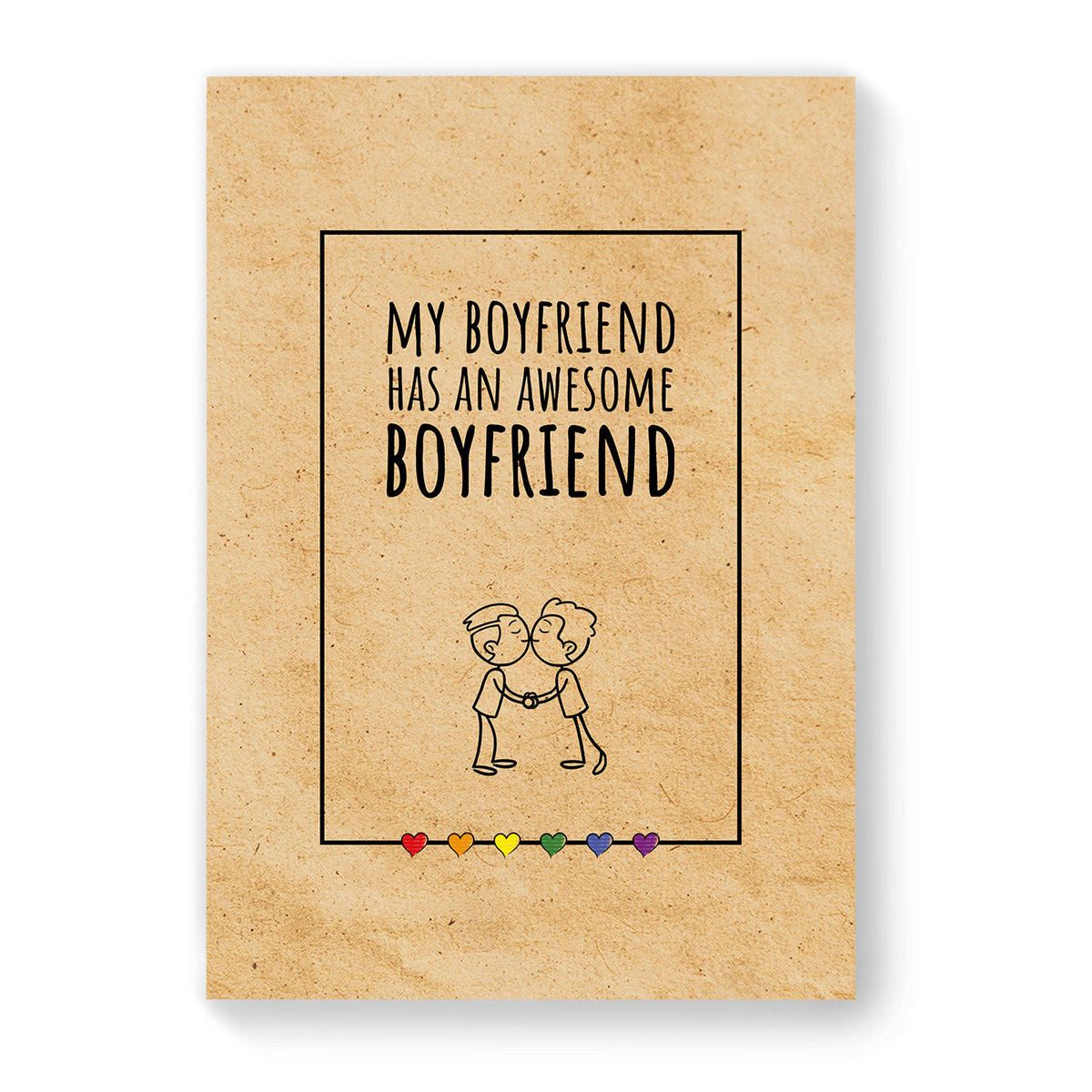 My Boyfriend has an Awesome Boyfriend - Gay Couple Card - Vintage Brown | Gift
