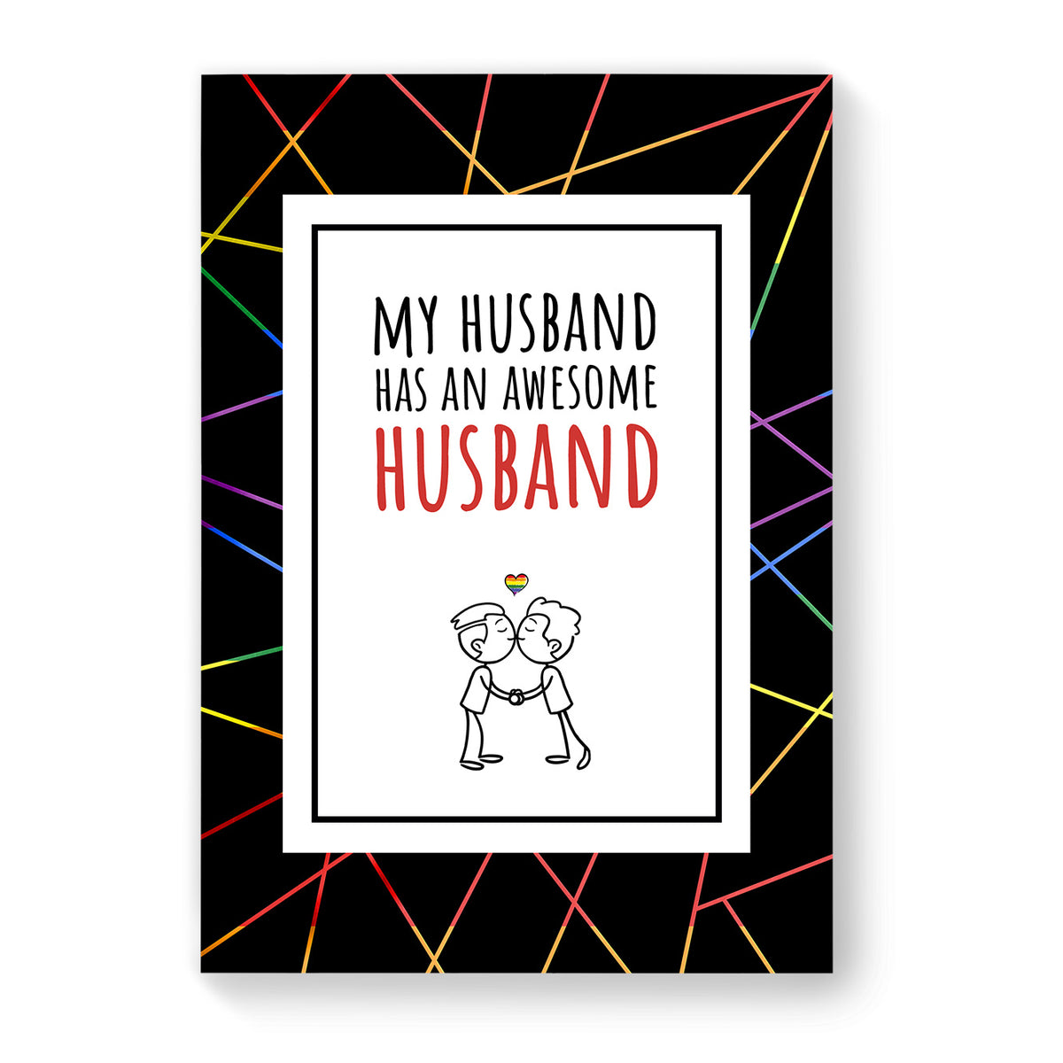 My Husband has an Awesome Husband - Gay Couple Card - Black Geometric | Gift