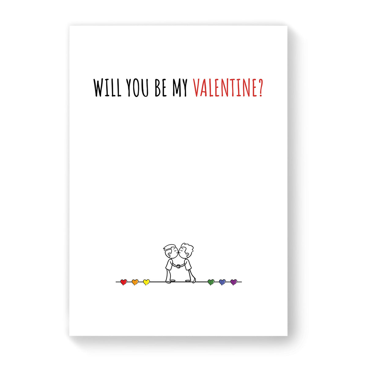 Will you be my Valentine - Gay Couple Card - White Minimalist | Gift