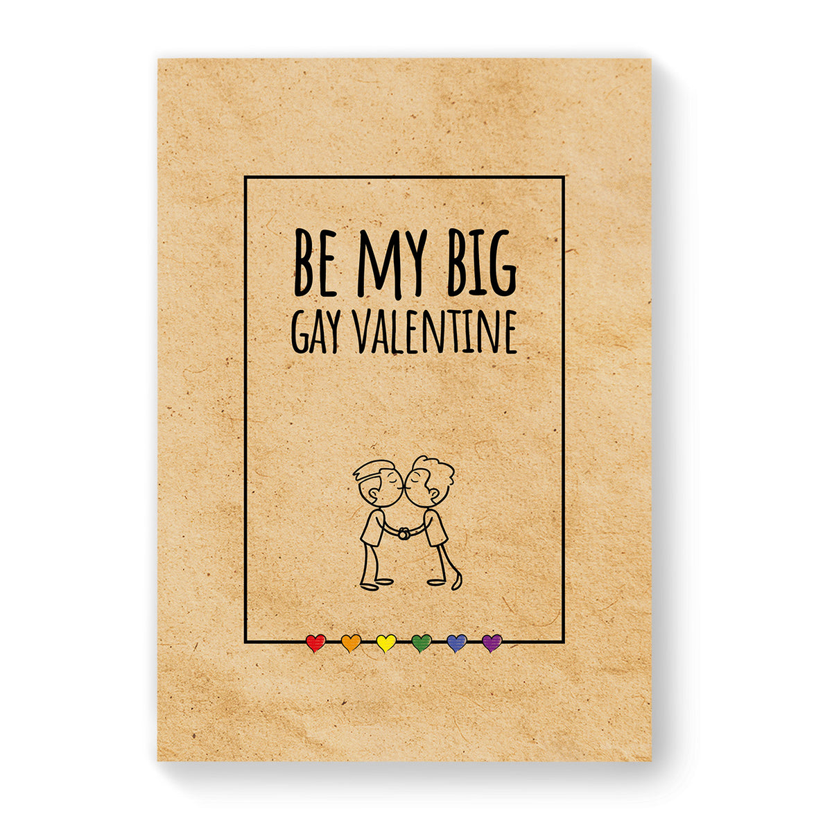 Be My Big Gay Valentine - Gay Couple Card - Vintage Brown | Gift