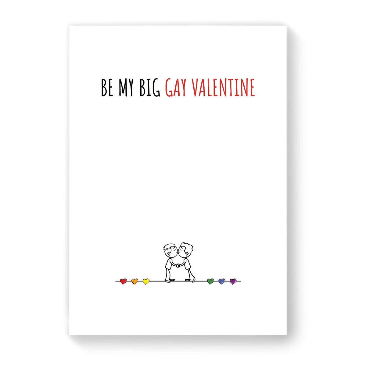 Be My Big Gay Valentine - Gay Couple Card - White Minimalist | Gift