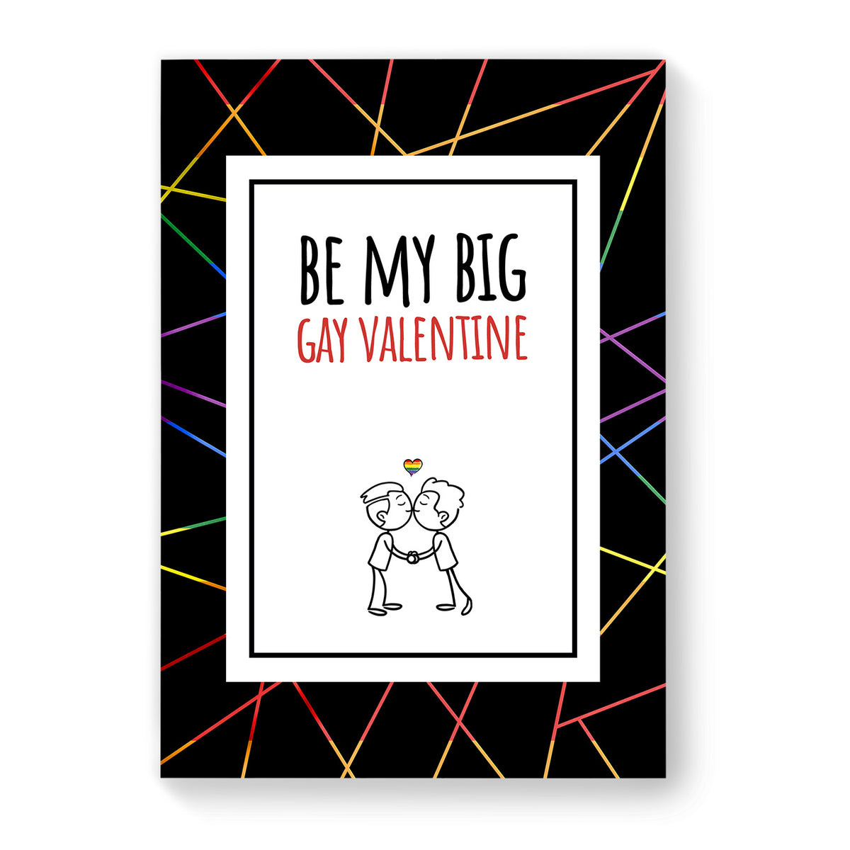 Be My Big Gay Valentine - Gay Couple Card - Black Geometric | Gift