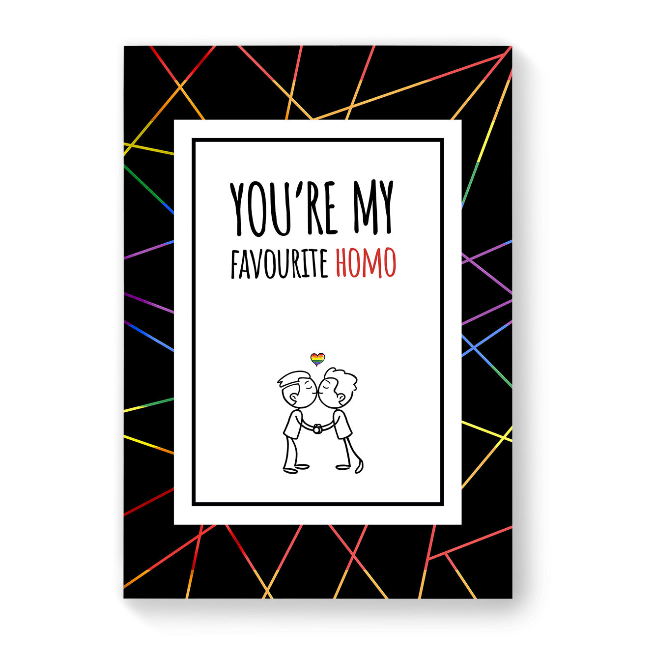 You're My Favourite Homo - Gay Couple Card - Black Geometric | Gift
