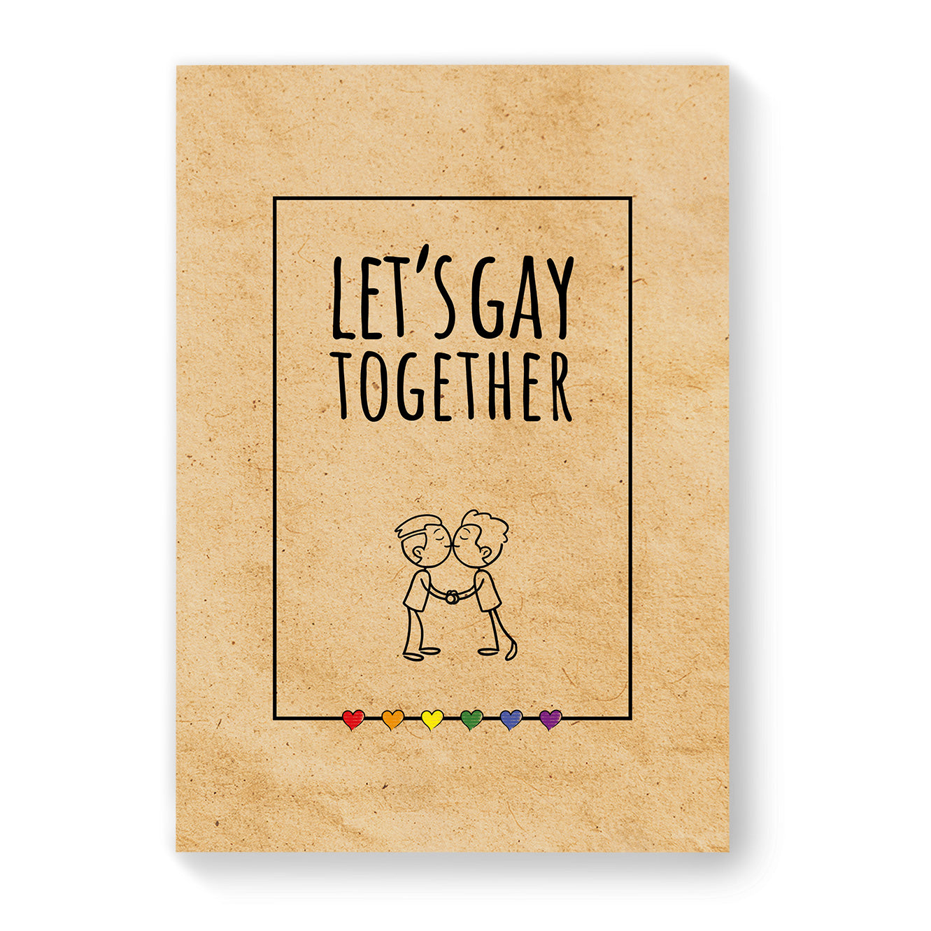 Let's Gay Together - Gay Couple Card - Vintage Brown | Gift