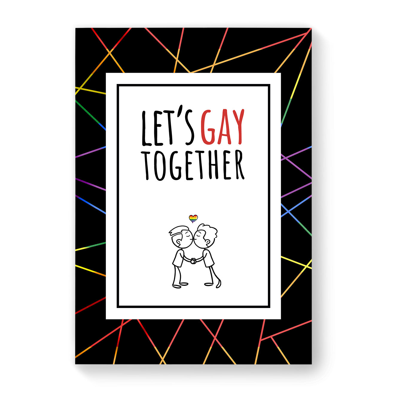 Let's Gay Together - Gay Couple Card - Black Geometric | Gift