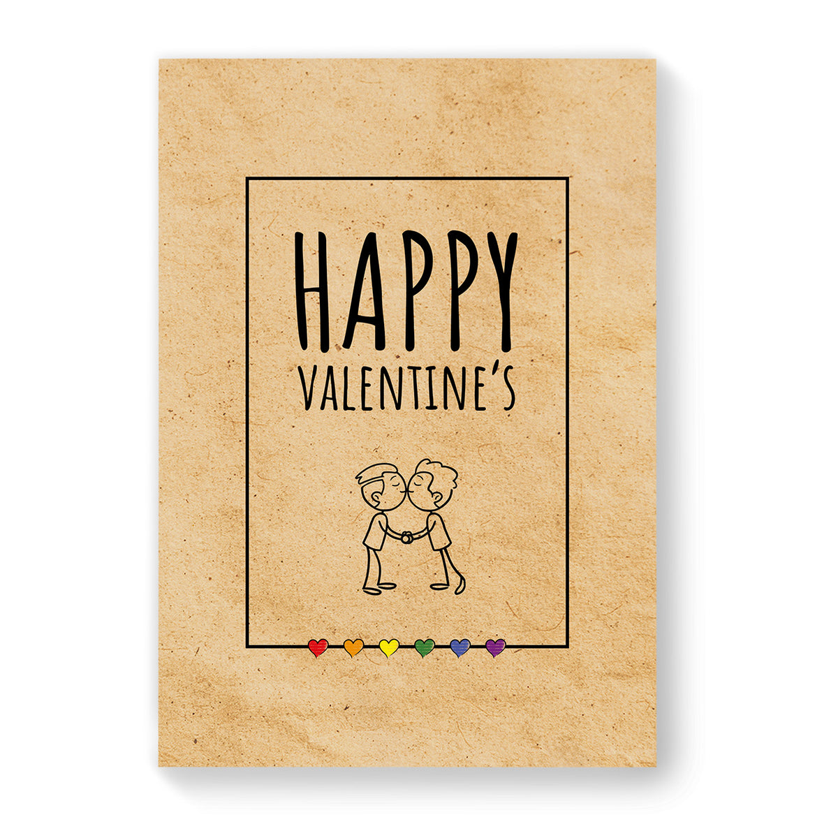 Happy Valentines - Gay Couple Card - Vintage Brown | Gift