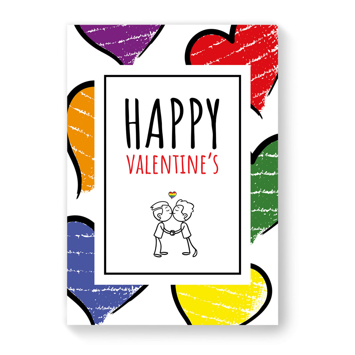 Happy Valentines - Gay Couple Card - Large Heart | Gift