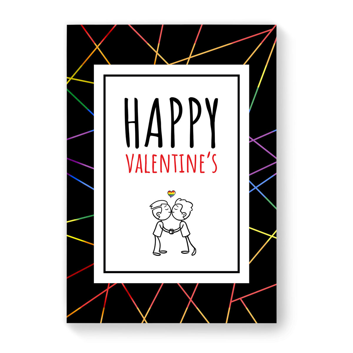 Happy Valentines - Gay Couple Card - Black Geometric | Gift