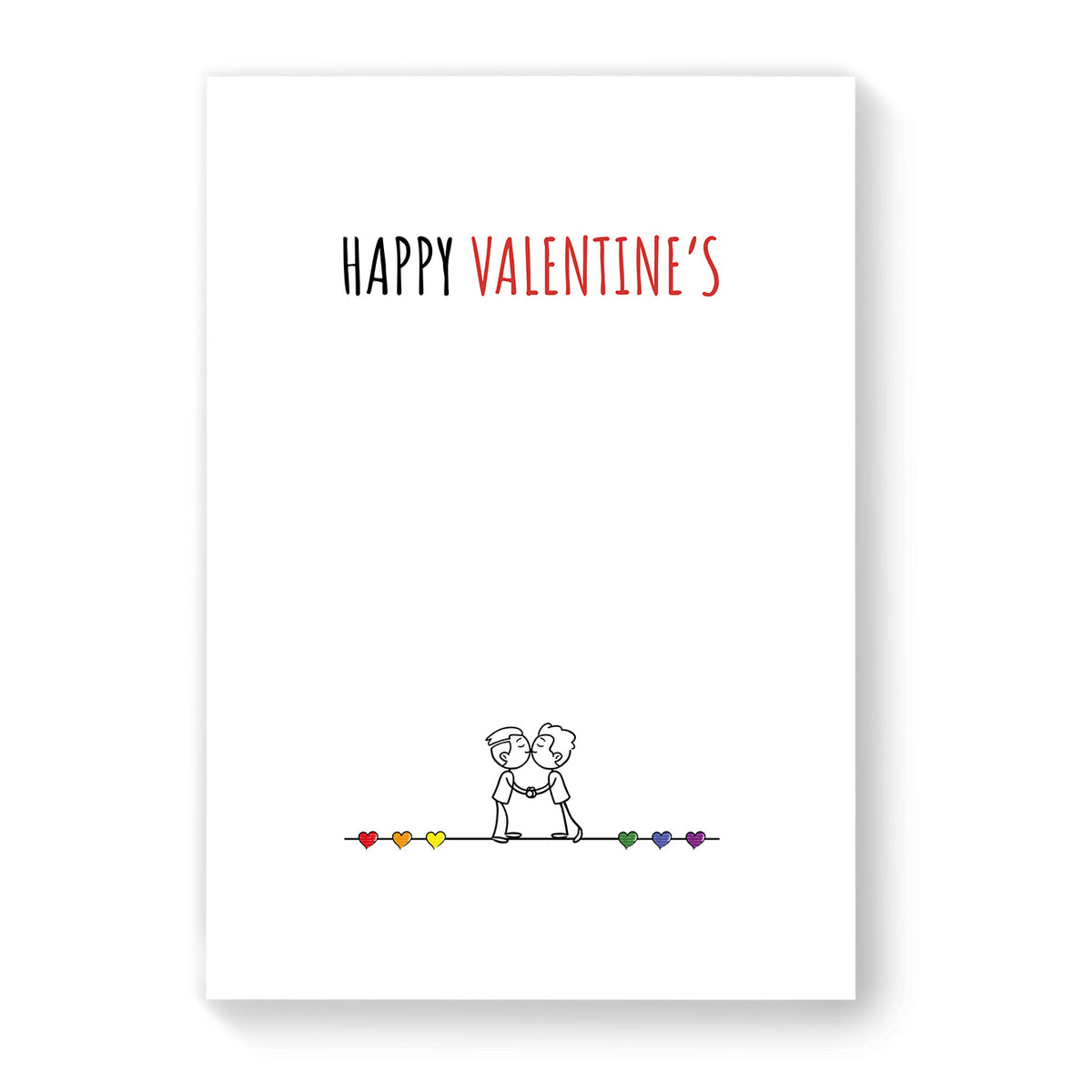 Happy Valentines - Gay Couple Card - White Minimalist | Gift