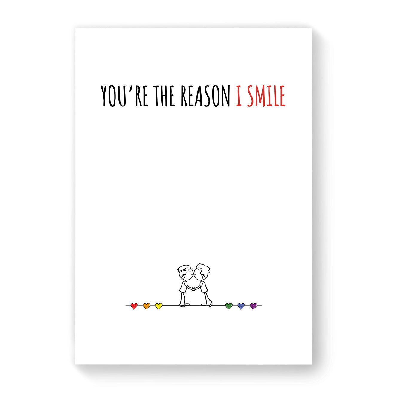 You're the Reason I Smile - Gay Couple Card - White Minimalist | Gift