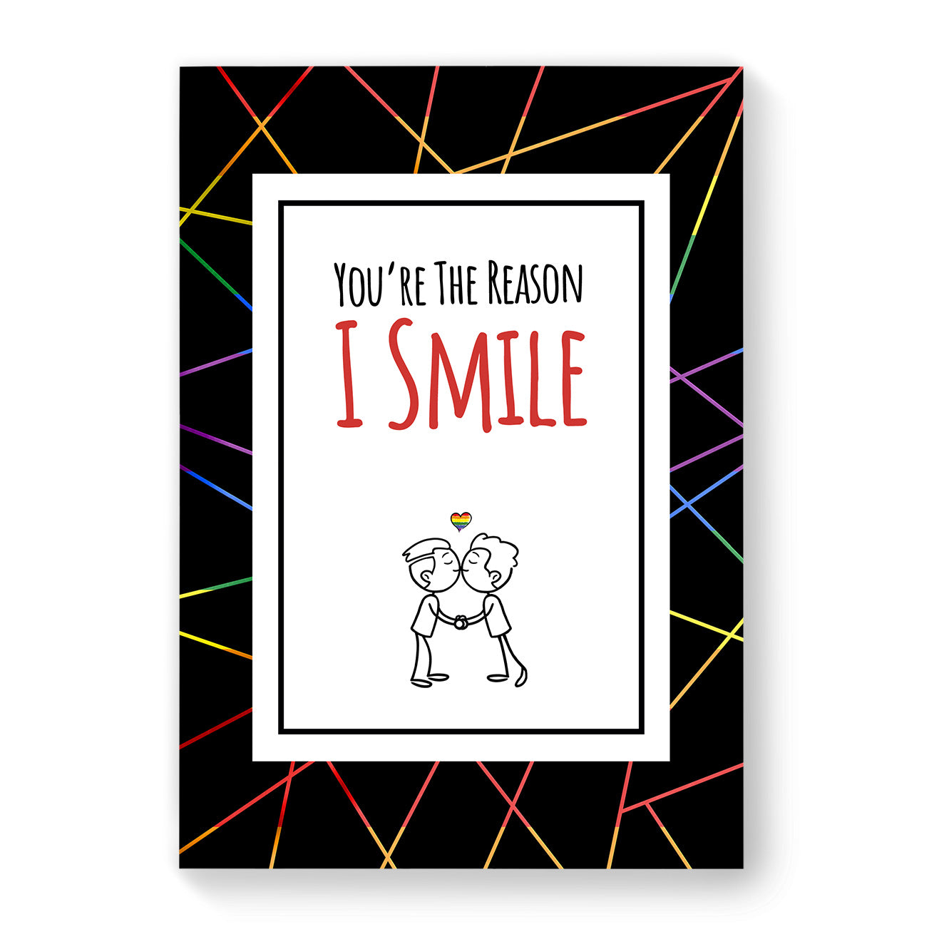 You're the Reason I Smile - Gay Couple Card - Black Geometric | Gift