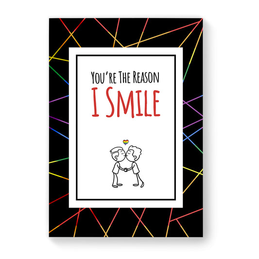 You're the Reason I Smile - Gay Couple Card - Black Geometric | Gift