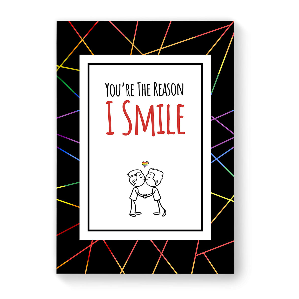 You&#39;re the Reason I Smile - Gay Couple Card - Black Geometric | Gift