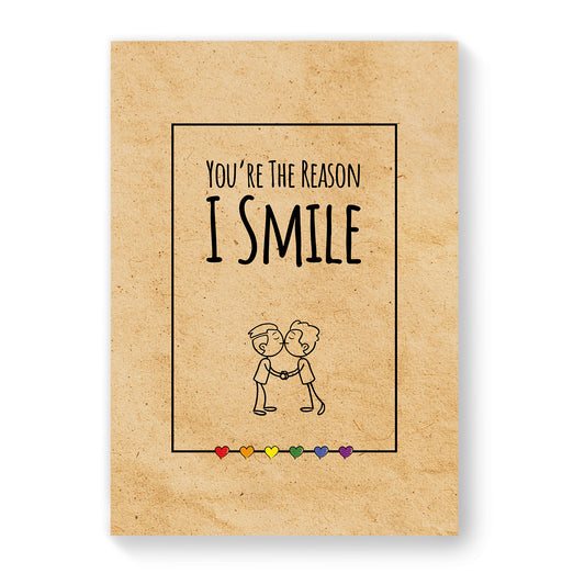 You're the Reason I Smile - Gay Couple Card - Vintage Brown | Gift