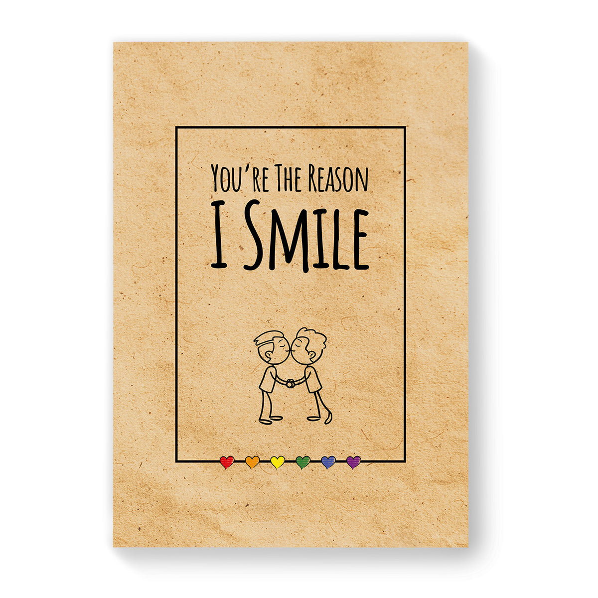 You&#39;re the Reason I Smile - Gay Couple Card - Vintage Brown | Gift