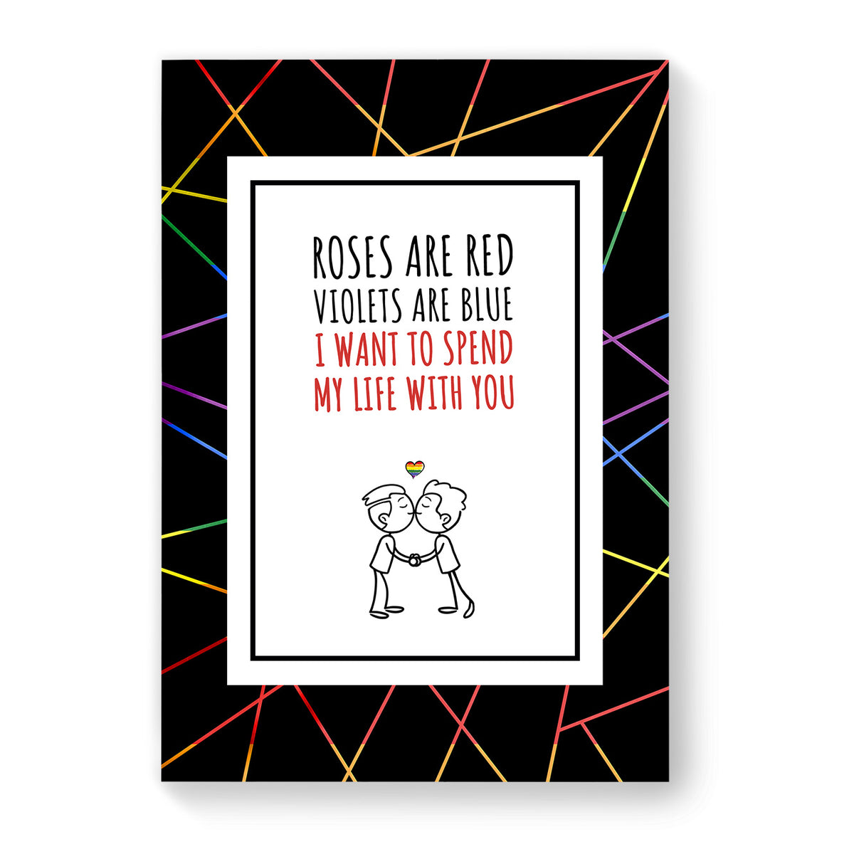 I want to spend my life with you - Gay Couple Card - Black Geometric | Gift