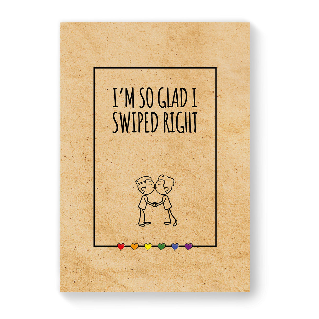 I'm So glad I Swiped Right - Gay Couple Card - Vintage Brown | Gift