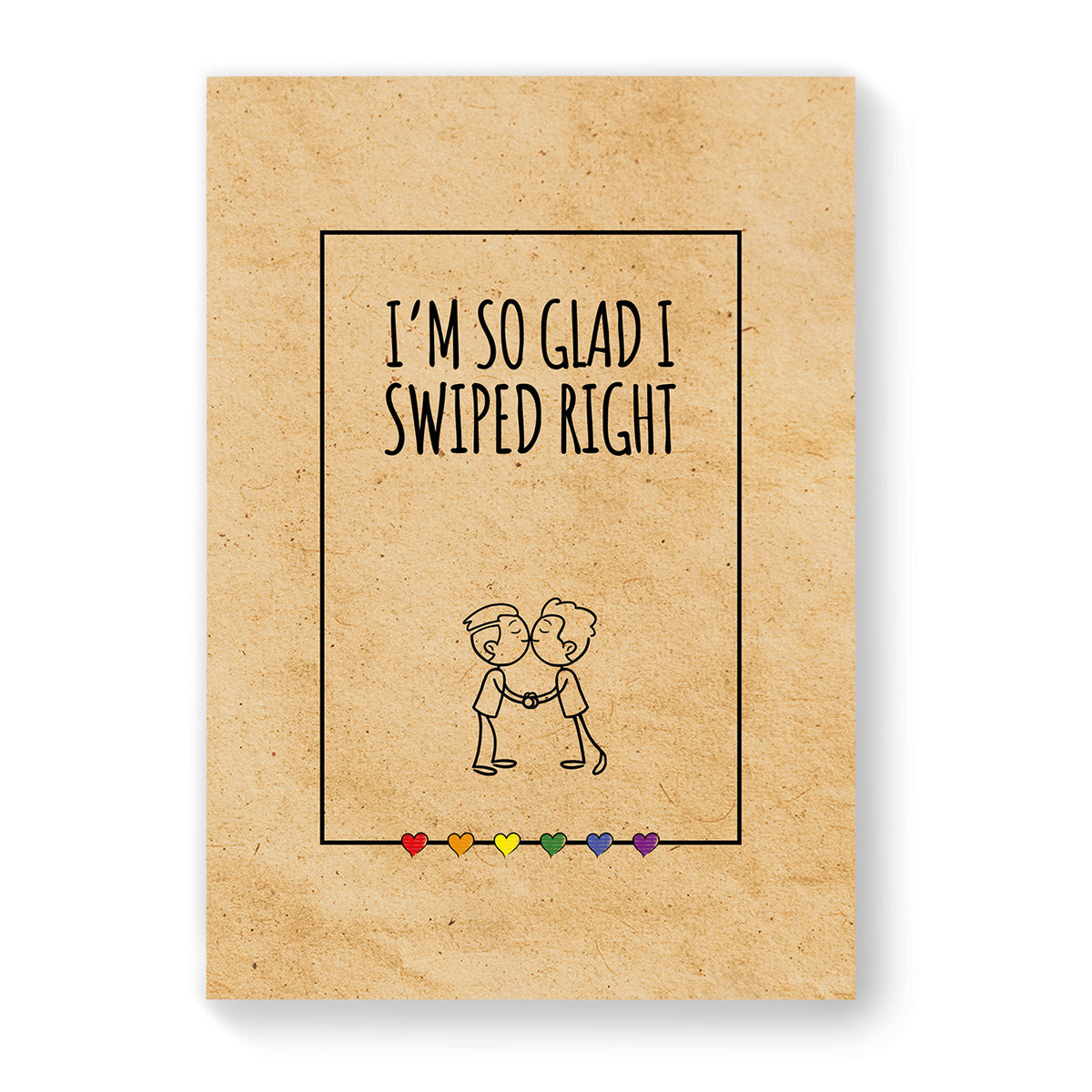 I&#39;m So glad I Swiped Right - Gay Couple Card - Vintage Brown | Gift