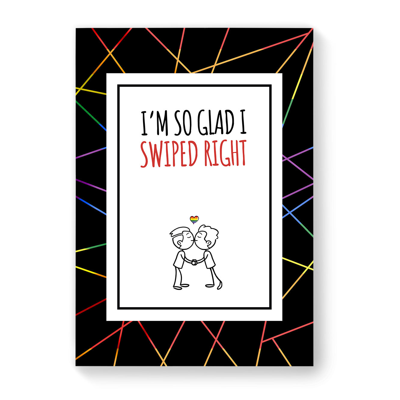 I'm So glad I Swiped Right - Gay Couple Card - Black Geometric | Gift