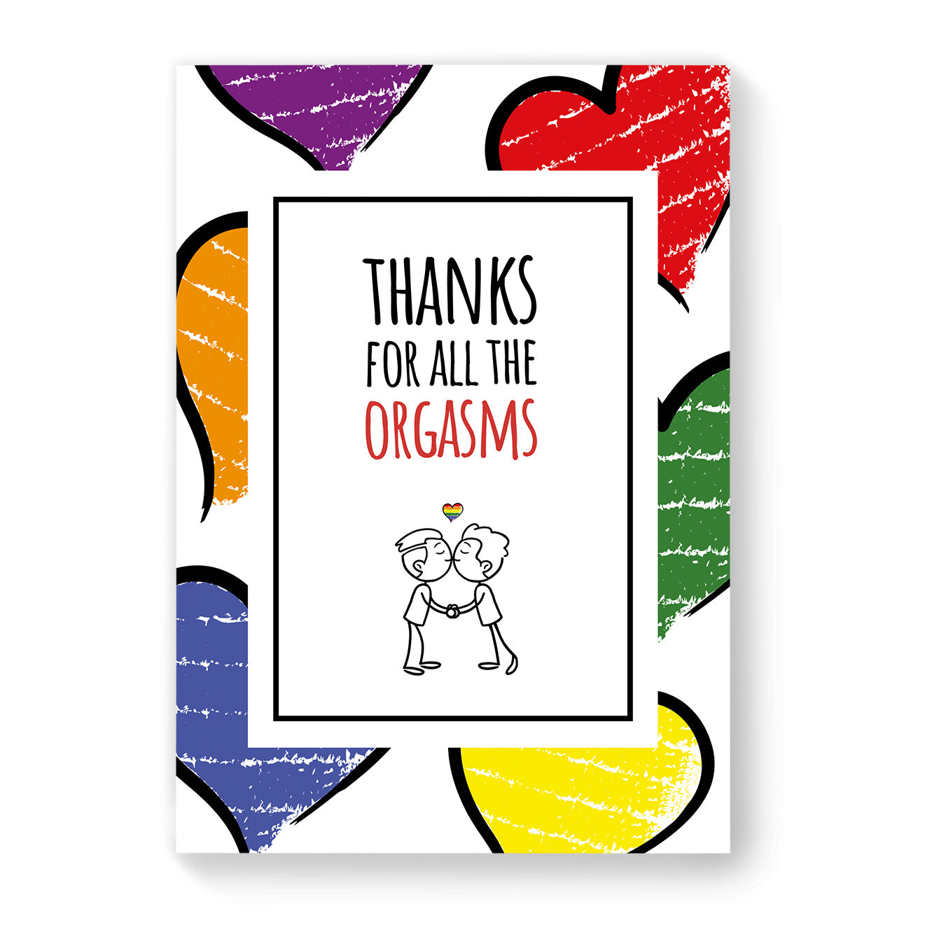 Thanks for all the Orgasms - Gay Couple Card - Large Heart | Gift