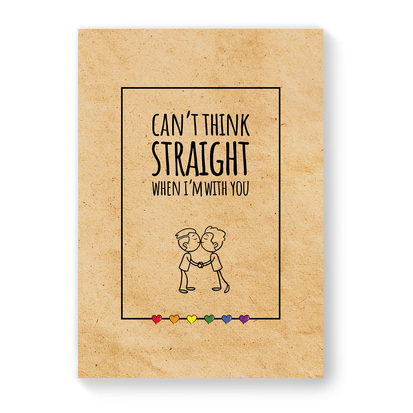 Cant Think Straight When I'm With You - Gay Couple Card - Vintage Brown | Gift